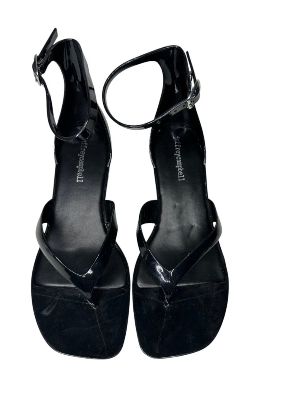 Jeffrey Campbell Gummy Ankle Strap Sandal - Black Shiny. Sz: 7 - Picture 2 of 8